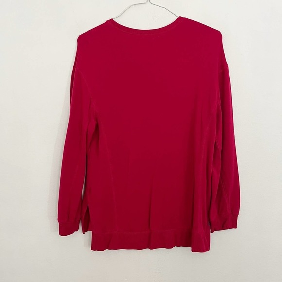 Peloton Weekender Sweatshirt Women's Medium Red Spellout Side Slit Crew Neck - Picture 2 of 6